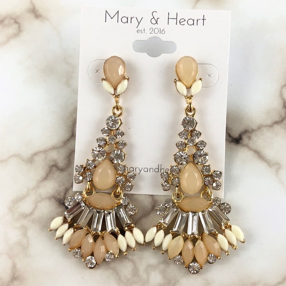 SALE 👀 Gold Tone Crystal Statement Earrings - Picture 2 of 6